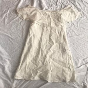 Ivory off the shoulder linen dress